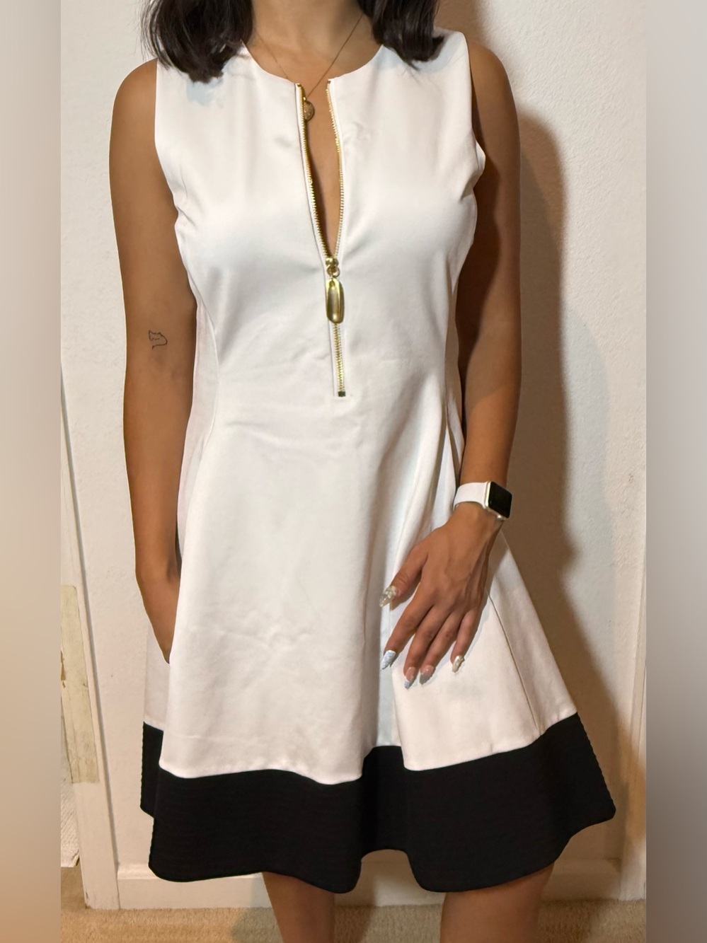 Donna Karan White and Black Mini Dress Size Small NWT